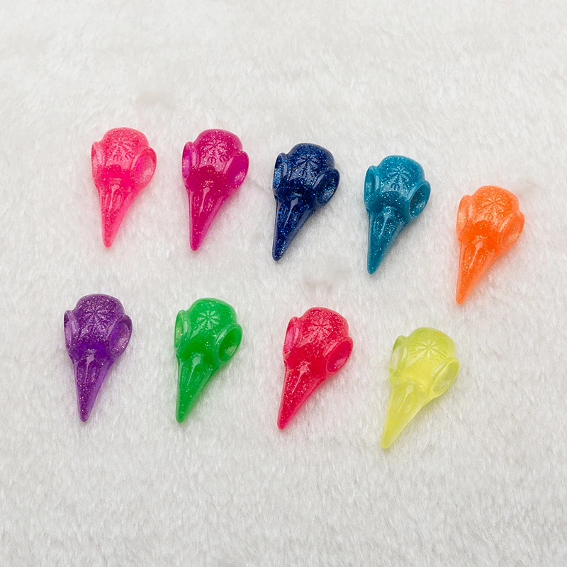 10 шт. череп ворона Подвески с плоской задней стороной из смолы панк Ворон голова