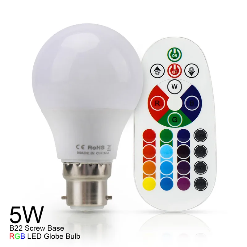 Светодиодный RGB Лампочка 5 Вт волшебная лампа с регулируемой яркостью E27 B22 меняющий цвет светильник с пультом дистанционного управления Умный дом светильник ing Точечный светильник 85-265 в