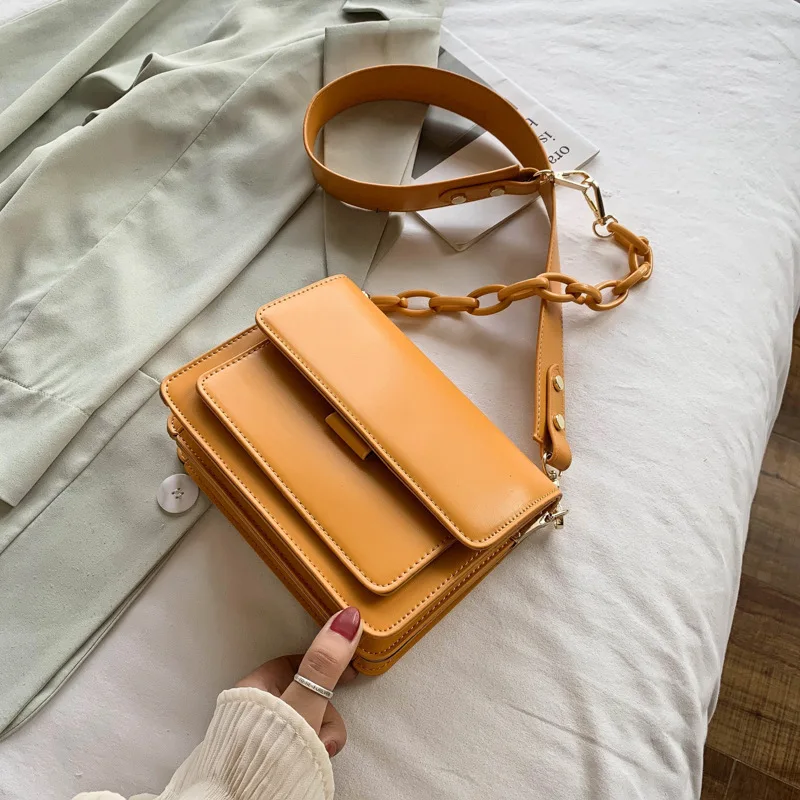 

Chain Design New Mini PU Leather Flap Bags For Women 2020 Summer Lady Shoulder Handbag Female Fashion Cross Body Bag