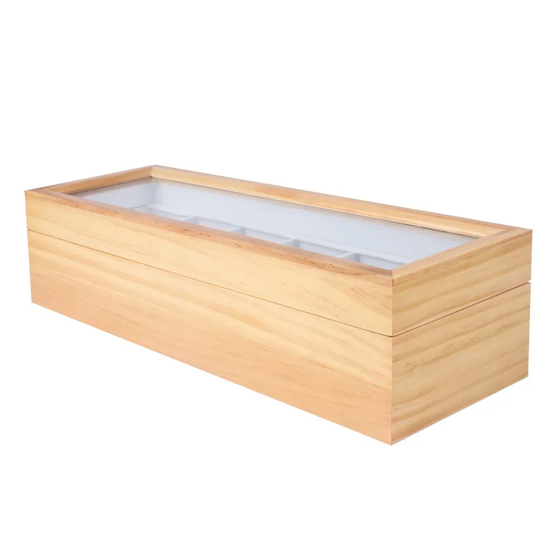 

6-Slot Fashion Luxury Pine High-grade Storage Box Organizer Open Window Wood Grain Brand Watch Display Box Gift Watches Case