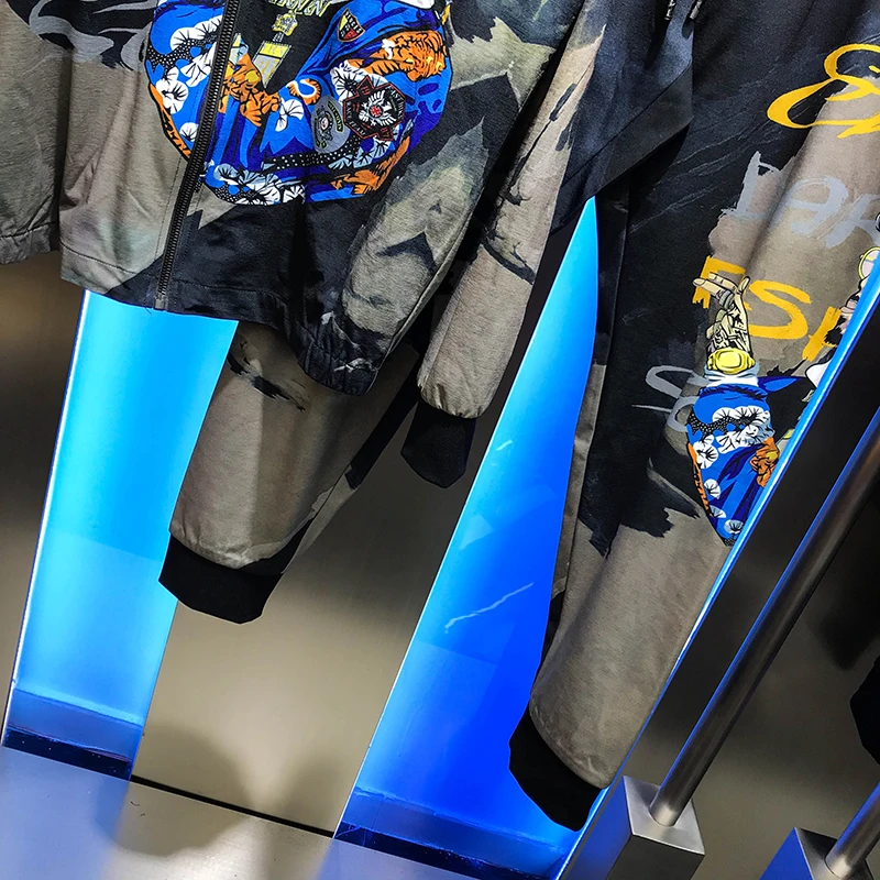 

Cardigan pants handsome fashion two piece men's fall 2020 new personalized cartoon eye uncle print casual suit fashion youth