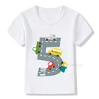 Футболка с изображением разных машин для мальчиков от 1 до 9 лет Детские футболки с изображением машины на день рождения для мальчиков Забавный подарок для мальчиков и девочек