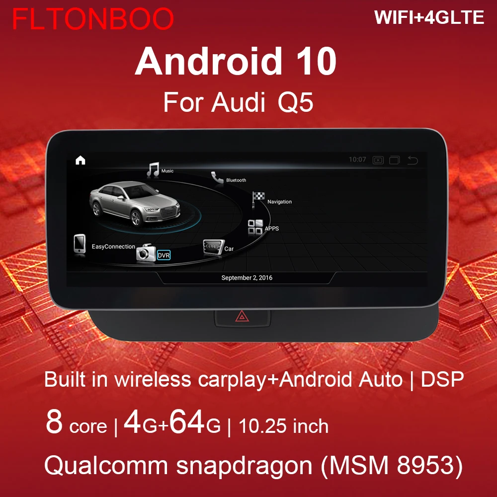 Автомобильный мультимедийный плеер IPS DSP Android 10 с GPS-навигацией для Audi Q5 2009 -2017 4 Гб 64