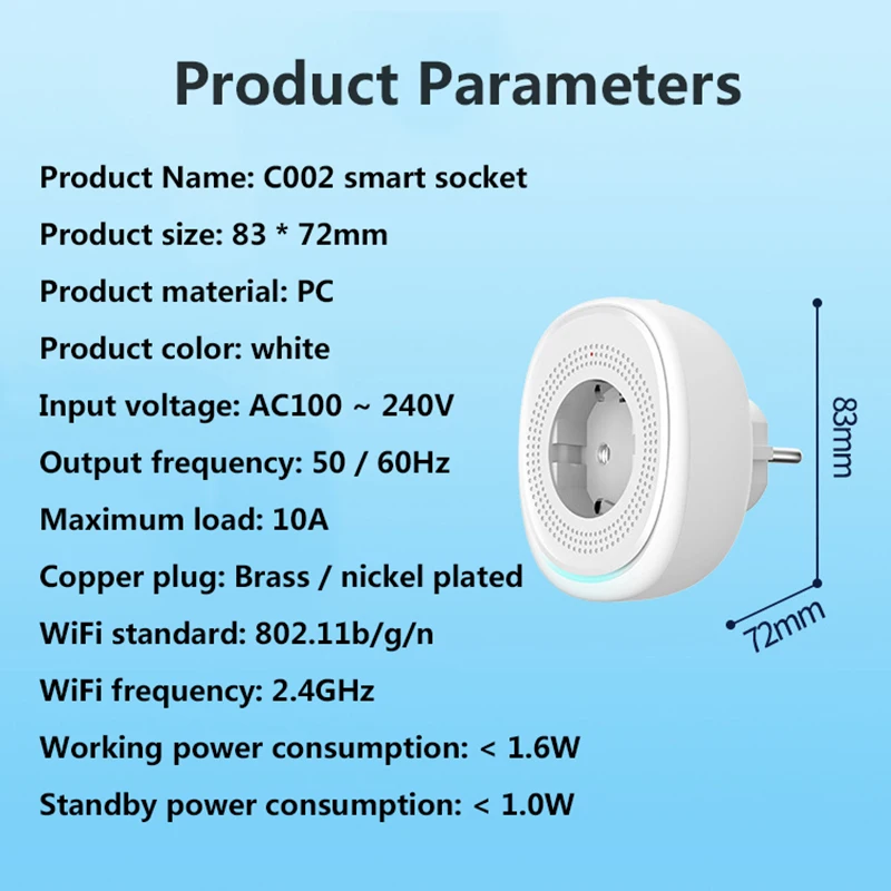 

1-6PCS WiFi Smart Wireless Plug EU Adaptor Remote Voice Control Power Energy Monitor Outlet Timer Socket For Alexa Google Home