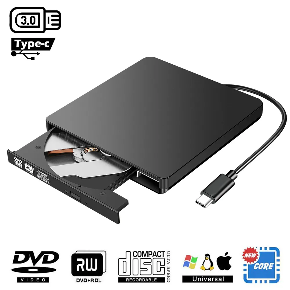 USB 2.0 Type C DVD Drive RW RAM Burner Writer CD ROM Player Optical for hp Laptop Desktop Windows MAC OS | Электроника