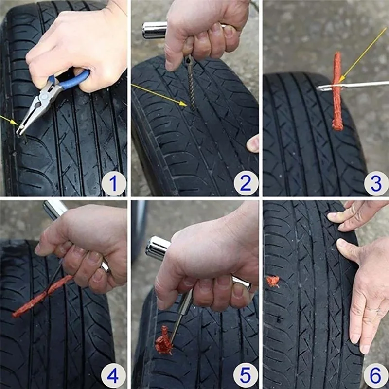 

Tire Repair Kit Heavy Duty Puncture Fix Tools Plug Fit Car Truck Motorcycle Bike