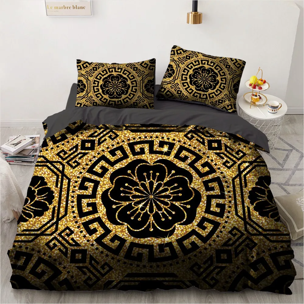 

Luxury style 3D Digital printing Nordic bed 135 Bedding Set Single King Size Family Duvet Cover with Pillowcase For Home Adult