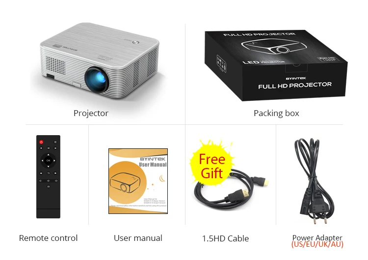 BYINTEK MOON K15 Full HD 1080P Android wifi светодиодный 1920x1080 lcd видео проектор для Iphone смартфонов