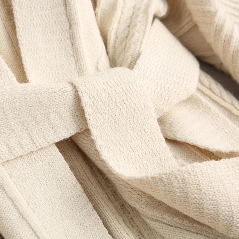 Женский вязаный свитер с поясом однотонный плотный кардиган в Корейском стиле