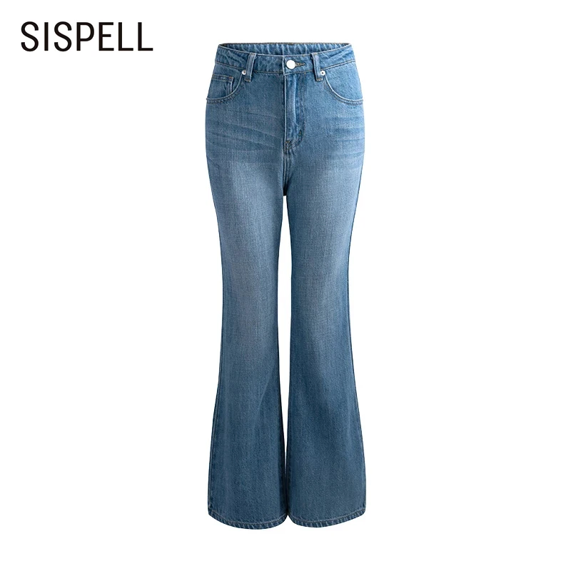 Женские джинсовые брюки SISPELL с расклешенным подолом высокой талией широкие штаны