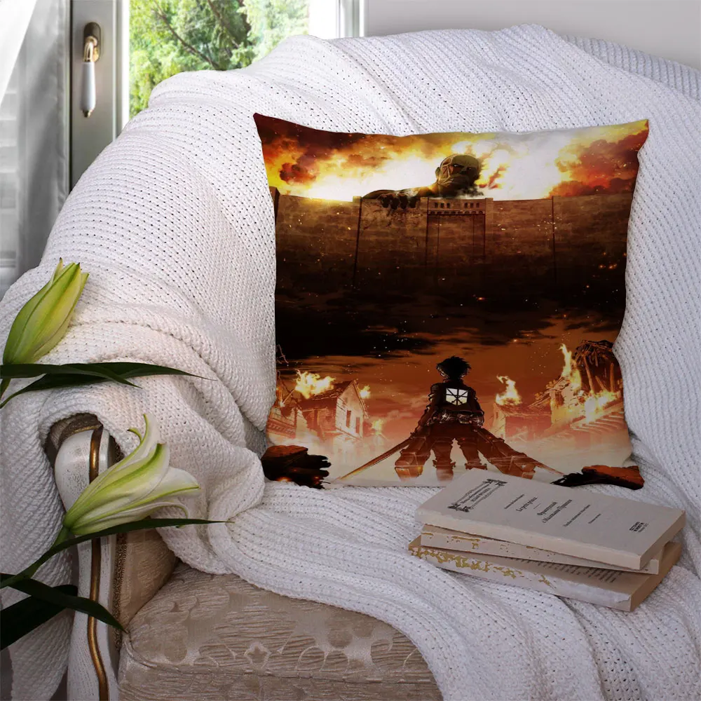 Чехол для подушки под заказ с рисунком аниме атака на кожу домашний декор спинка