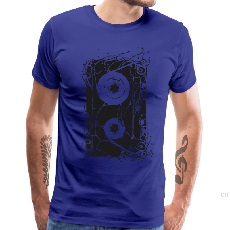 Футболка мужская с принтом кассетки 100% хлопок коротким рукавом | Мужская одежда