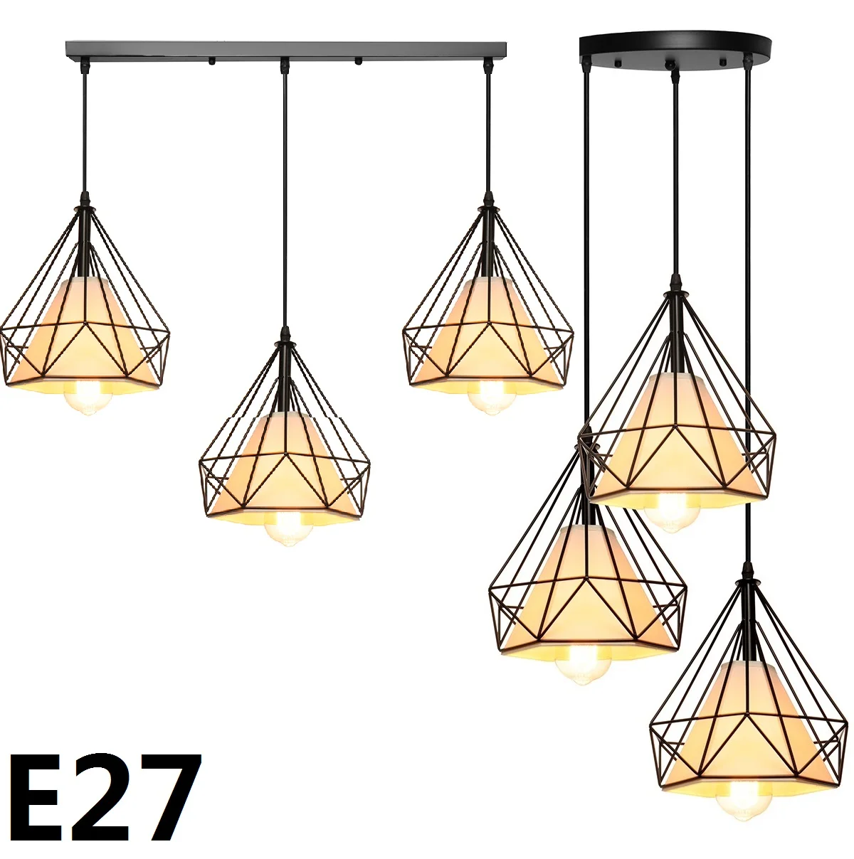 

Подвесные светильники E27 в стиле ретро Лофт индастриал, черные светодиодсветодиодный лампы для кухни, гостиной, спальни, коридора, ресторан...