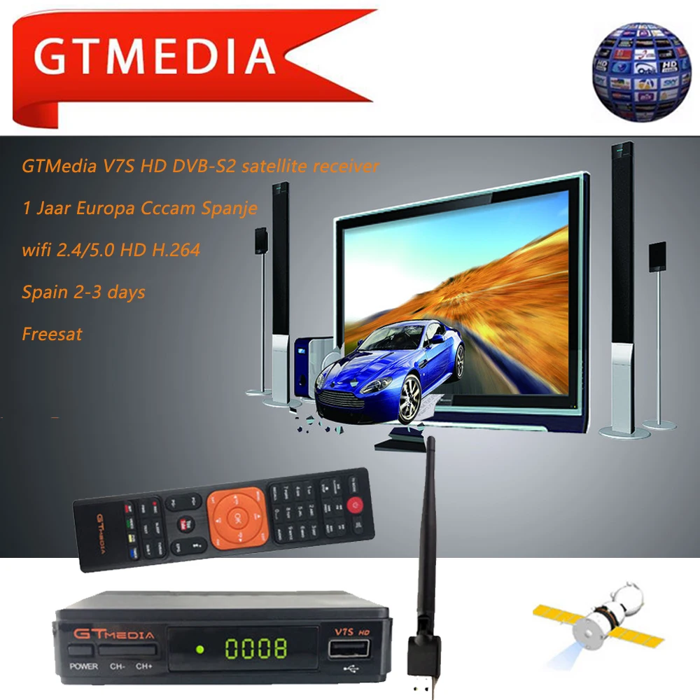 Быстрый один год бесплатная Европейская cccam линия обслуживания + GTmedia V7S HD