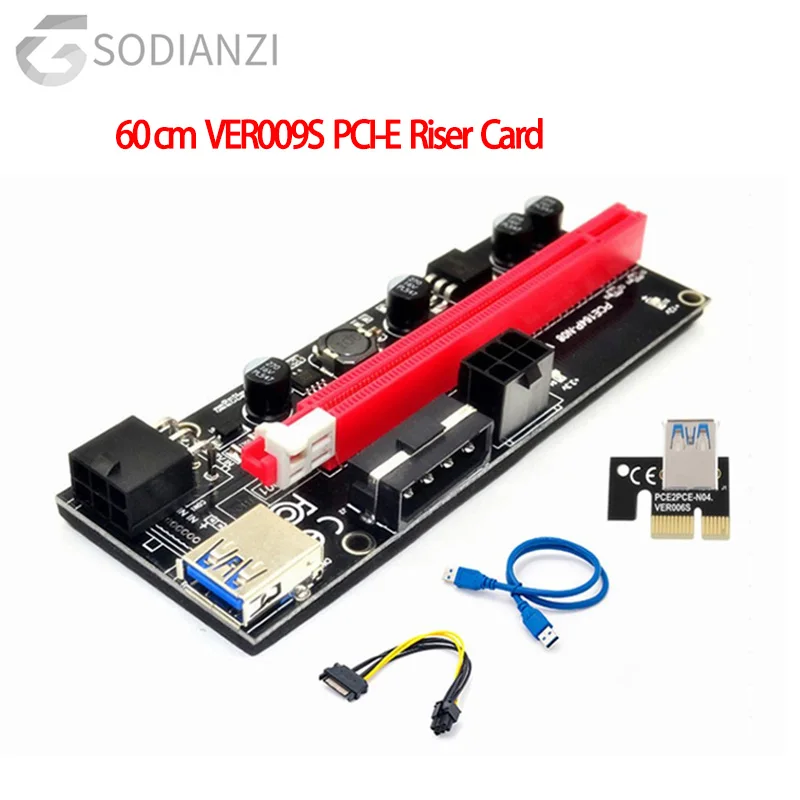 

VER009S USB 3.0 Pci-E Riser Card 60cm Ver 009S Express 1X 4X 8X 16X Extender Riser Adapter Card Sata 15Pin To 6 Pin Power Cable