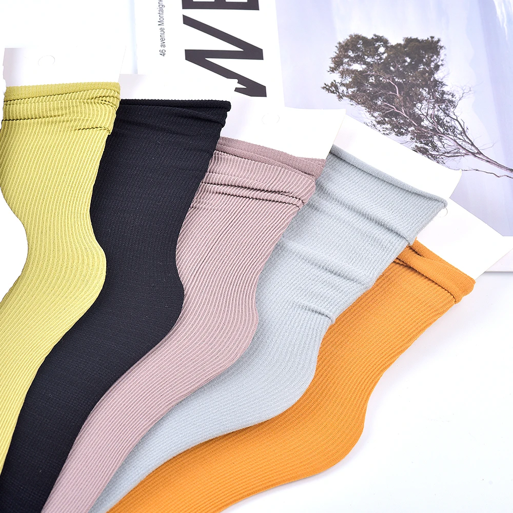 Носки женские весенне-осенние тонкие свободные яркие неоновые розово-зеленые 7