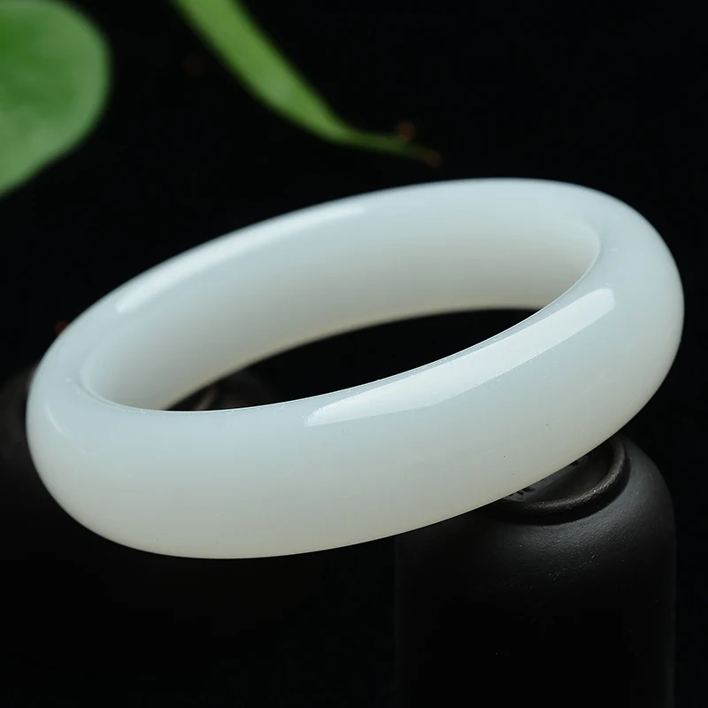 Натуральный белый нефритовый браслет Овечья толстая белая Нефритовая текстура