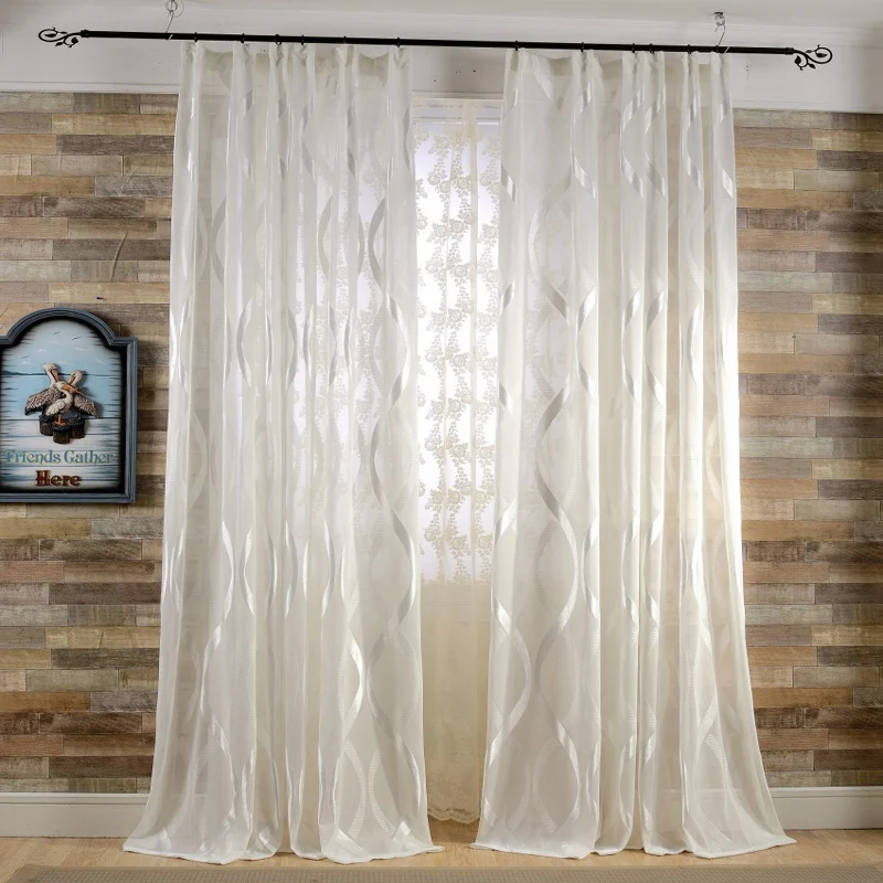 Moroccan Tile Pattern Voile Curtains for Living Room Sheer Flocked Shiny Wedding Sliding Glass Panel Gauze WP150C | Дом и сад