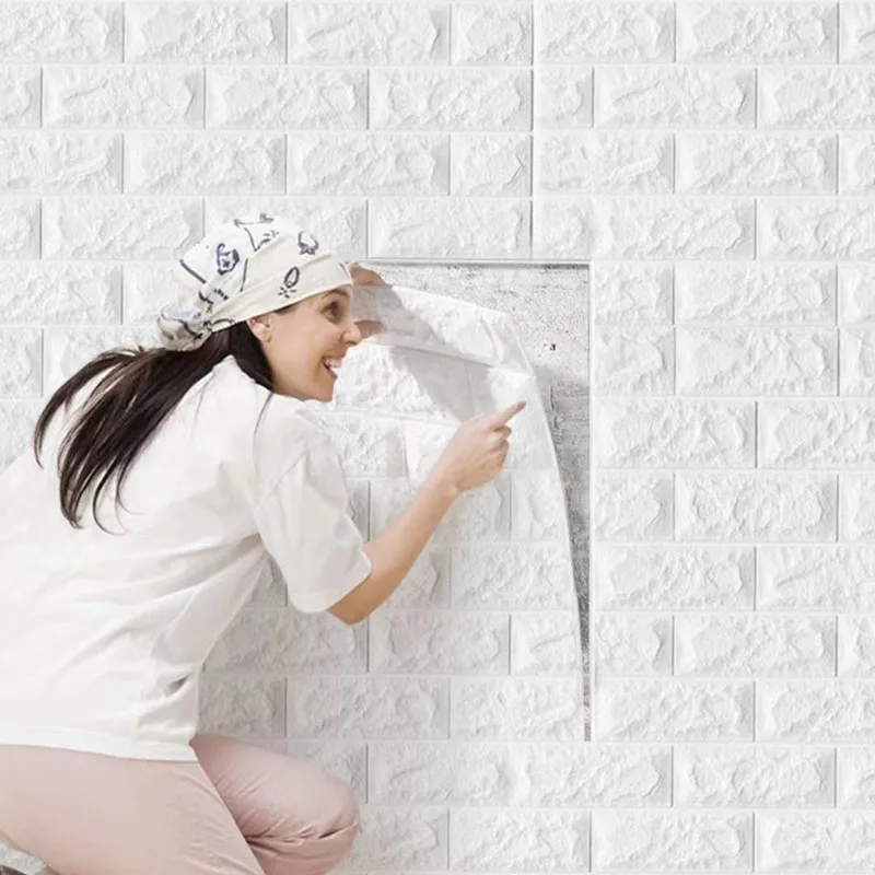 

3D Self-adhesive Wallpaper Waterproof Living Room Kitchen Bedroom Decoration Imitation Brick Wall Stickers TV Background10 Pcs