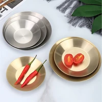 304 stainless steel golden pickle dish soy vinegar sauce plate round metal home snack seasoning dish food storage trays