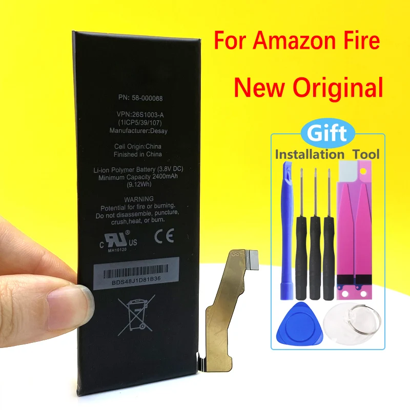 

Новый оригинальный 58-000068 26S1003-A Аккумулятор для Amazon1 Fire 2400 мАч высокое качество + номер для отслеживания