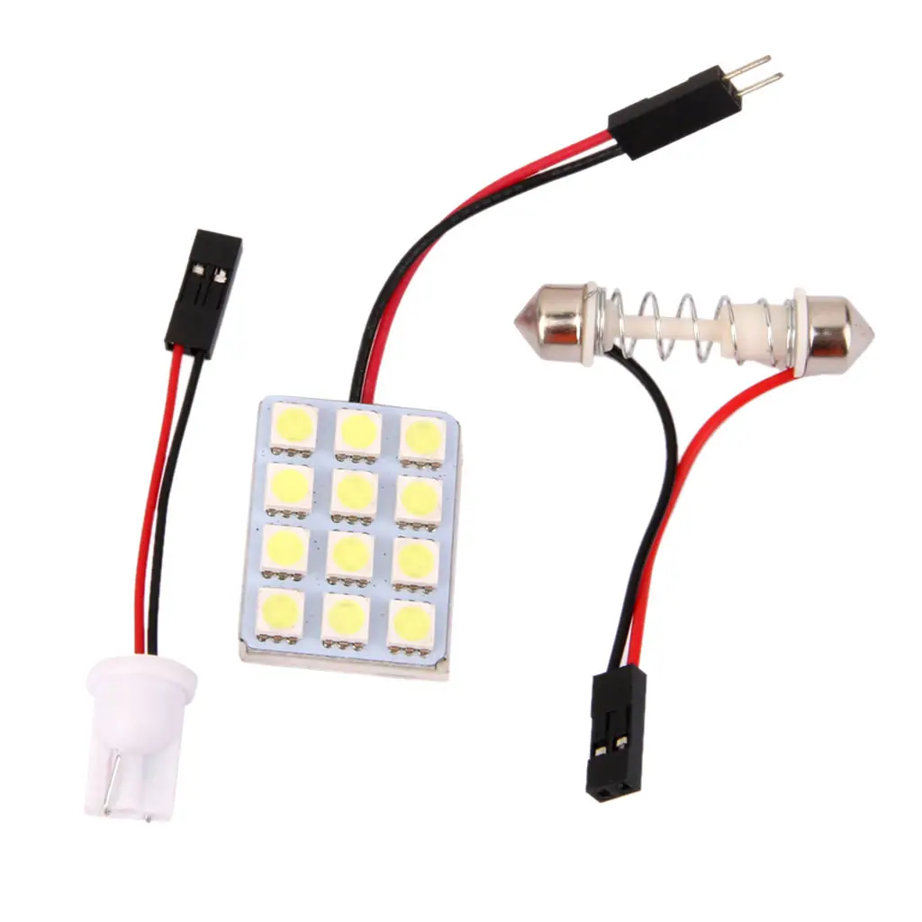 Автомобильная внутренняя панель приборной панели 12 SMD LED 5050 лампочка T10 BA9S купольный адаптер
