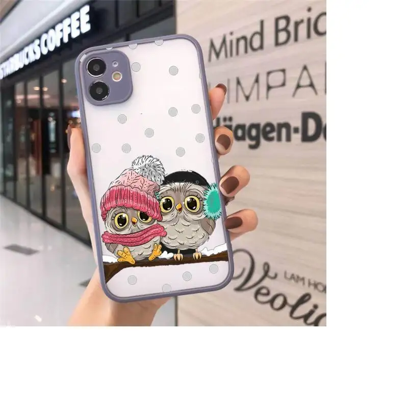 

owl cute cartoon design pattern Phone Cases matte transparent For iphone 7 8 11 12 plus mini x xs xr pro max cover