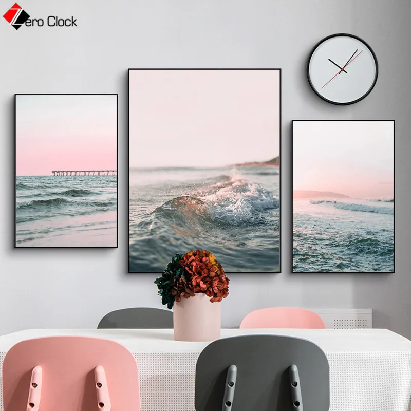 Скандинавский плакат с принтом серфинга Настенная картина для морской воды