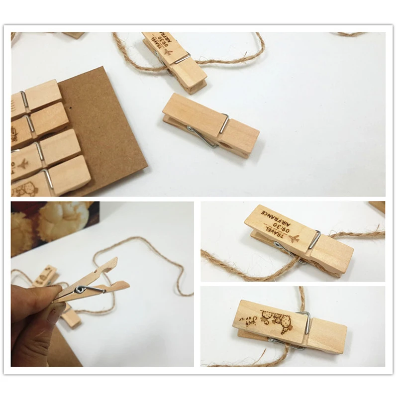 8 шт./компл. фото зажим узор с надписью + 1 Веревка креативный винтажный дом