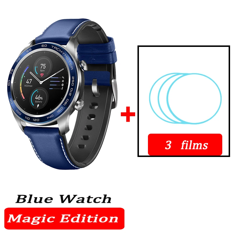 blue n 3 films Huawei часы magic Honor часы Magic SmartWatch сердечного ритма водонепроницаемый трекер сна трекер работы - Цвет: blue n 3 films