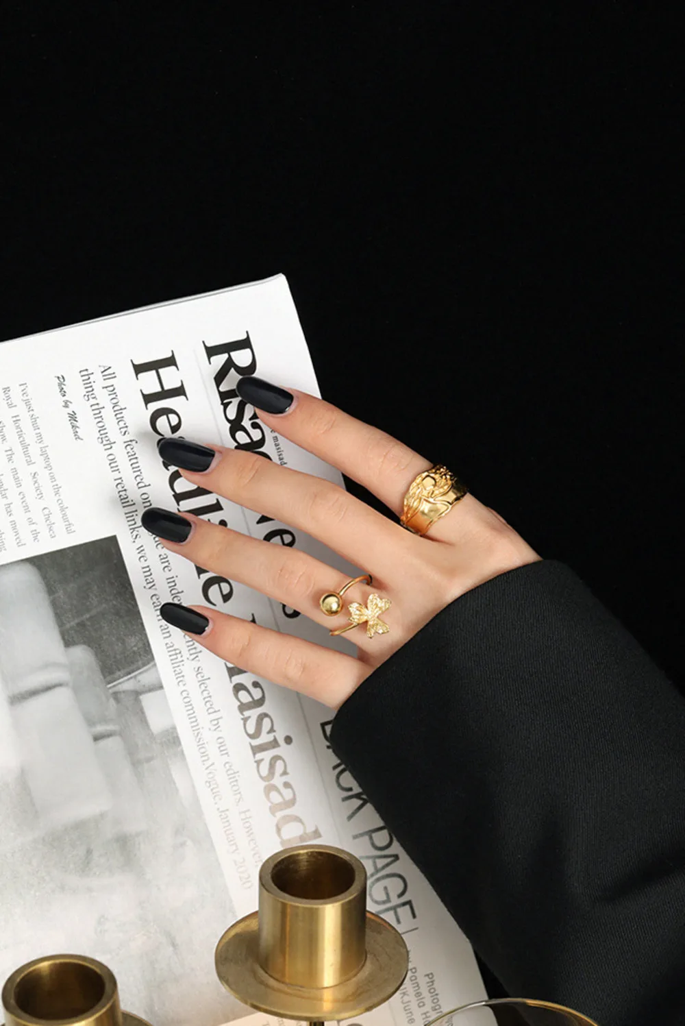 

Clover Bead Shape Rings Gift For Women Sterling Silver 925 Fashion Minimalist Open Ring Bague Femme Argent 925 Fine Jewellery