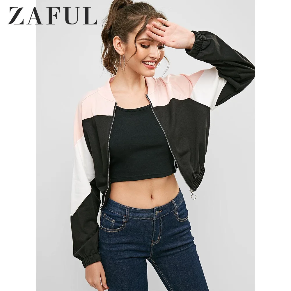 ZAFUL короткая куртка на молнии с рукавом реглан женская укороченная осенняя