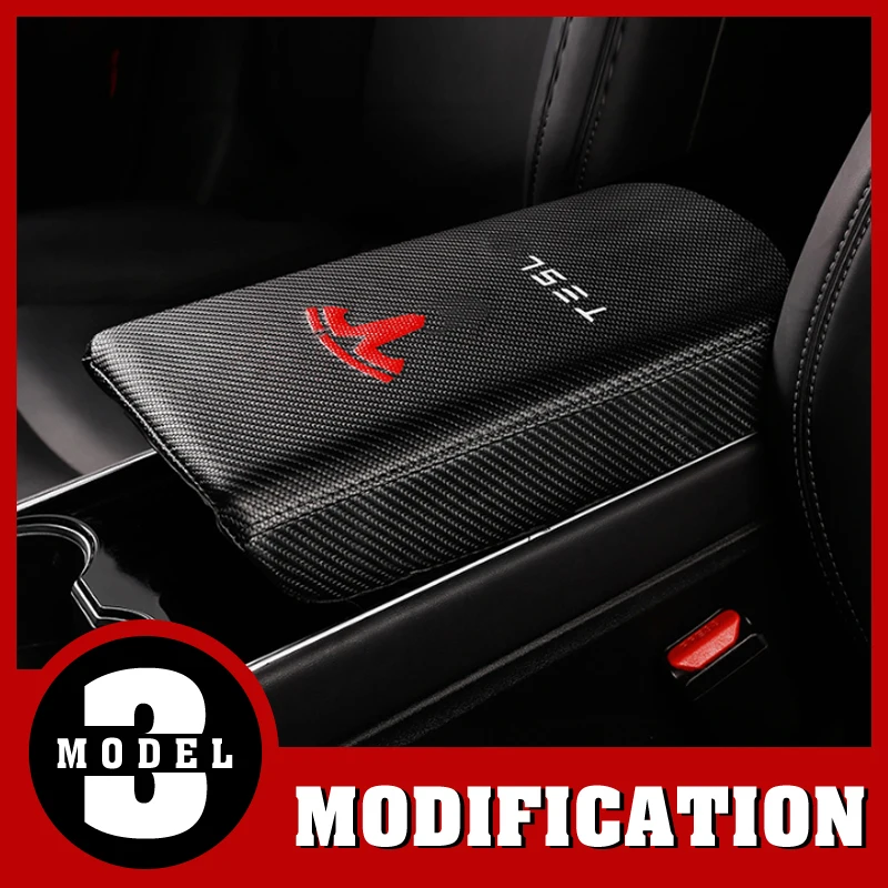 Modification Leather armrest box holster central armrest box protective cover modification for Tesla Model 3