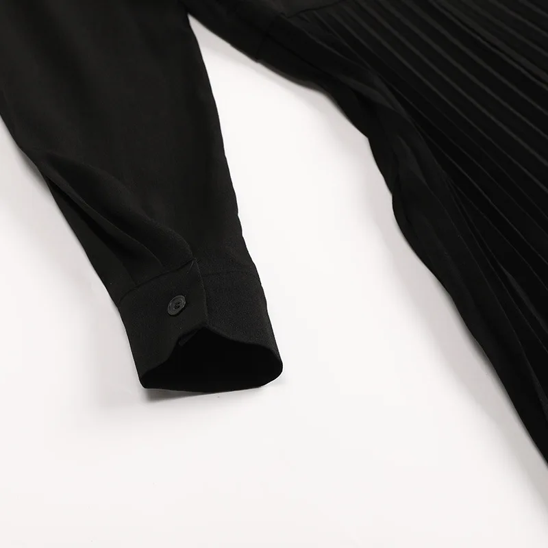 

Black Vintage Chiffon Dress Spring Autumn Chiffon Bow Turn-Down Collar Long Sleeve 5xl Plus Size Printing Clothing for Women