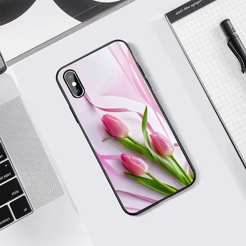 

Carnation flower pink funny carcasa Phone Case Tempered glass For iphone 5C 6 6S 7 8 plus X XS XR 11 PRO MAX