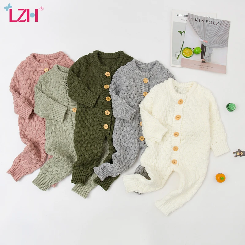 

LZH New Clothing For Newborns Baby Boys Romper Knitting Jumpsuit For Kids Clothes Girls 2021 Autumn Baby Bodysuit 0-18 Months