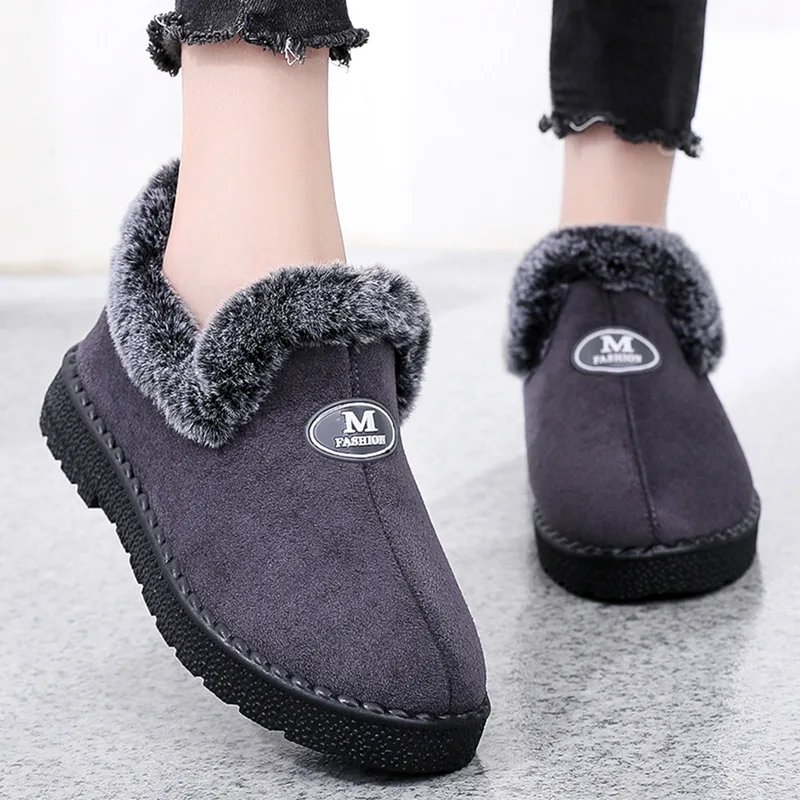 

2021 Winter Boots Women Ankle Boots Warm PU Plush Winter Woman Shoes Sneakers Flats Lace Up Ladies Shoes Women Short Snow Boots
