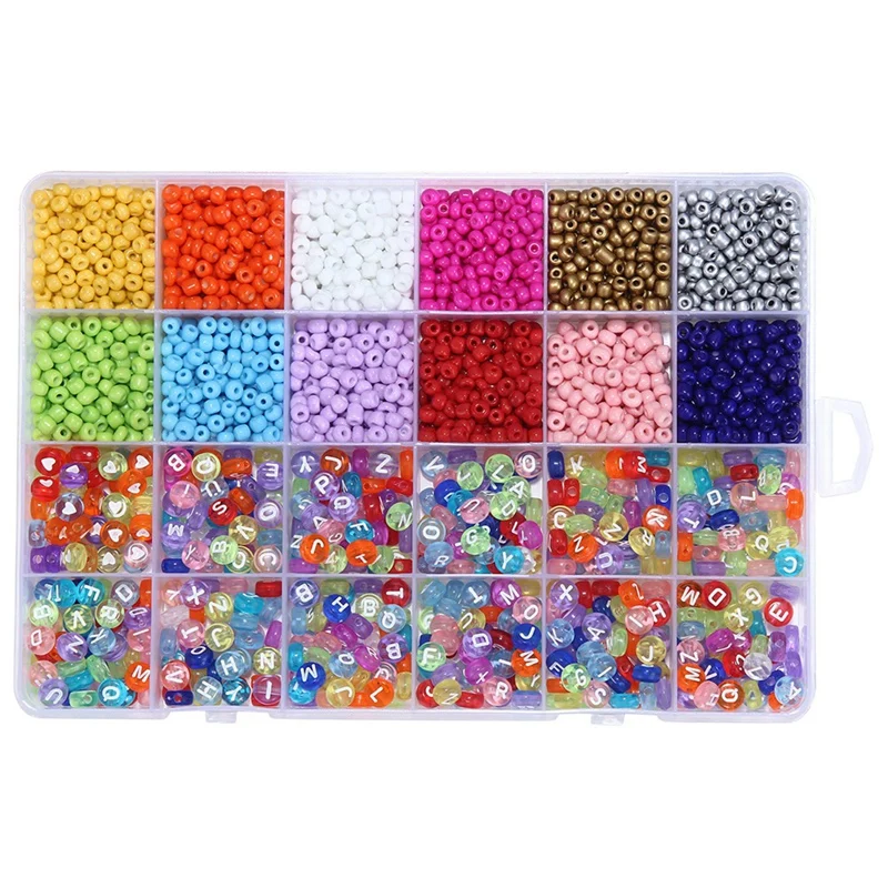 

4MM Rice Beads + Acrylic English Letter Bead Set DIY Bracelet Necklace Jewelry Accessories Loose Beads