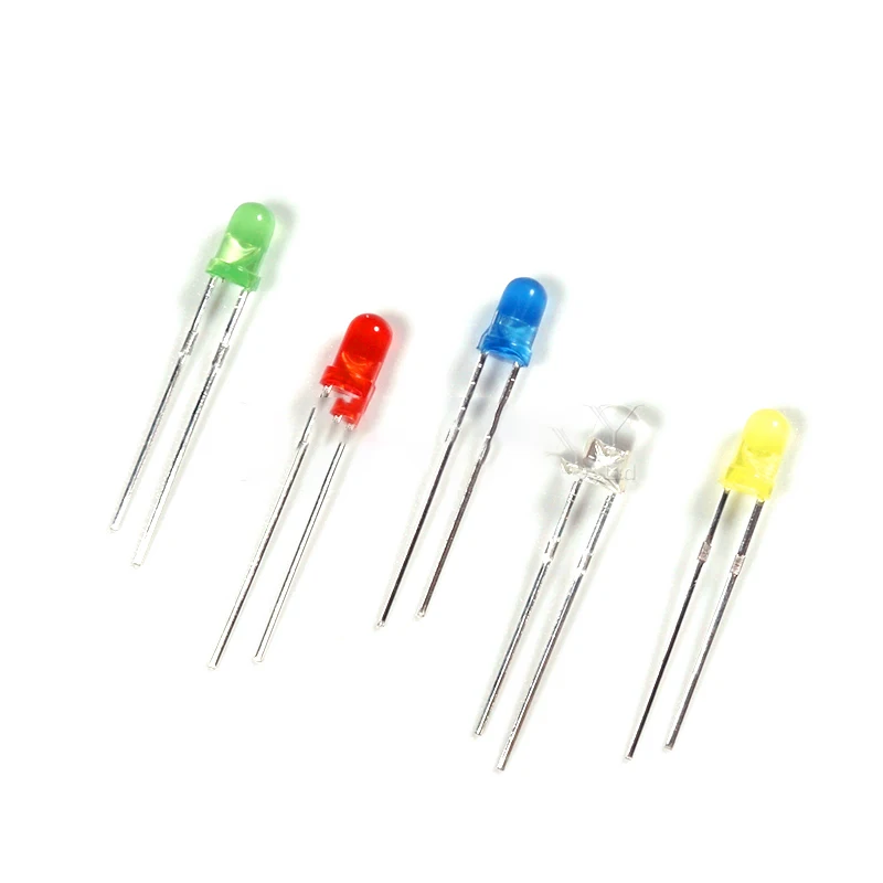 

500Pcs 3MM LED Diode Kit Mixed Color Red Green Yellow Blue White Electronics Tools DIY aotflow