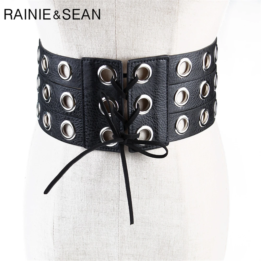 Рейни Шон в стиле панк рок черные широкие кожаные аксессуары для женщин