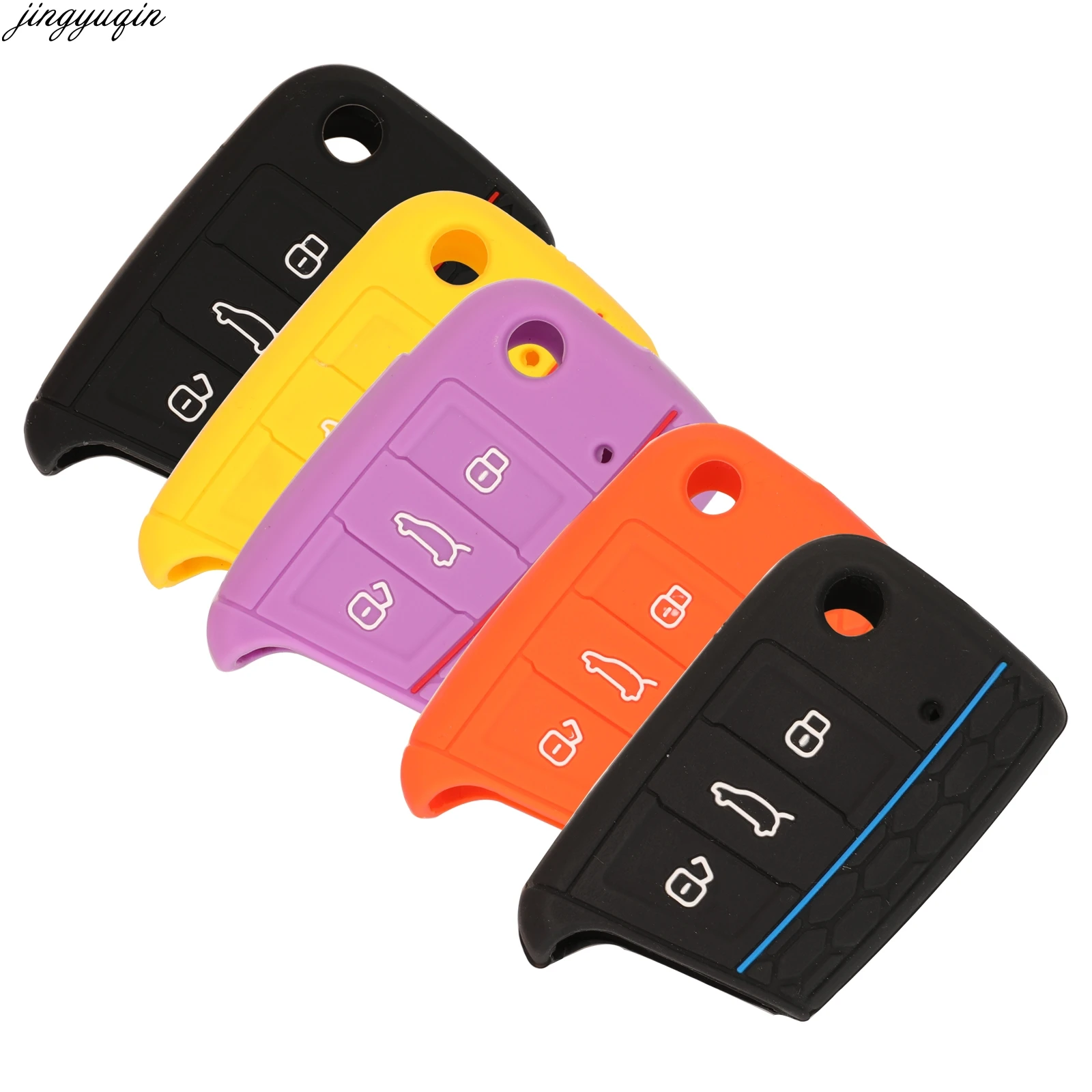 

Jingyuqin 30X Remote Car Key Silicone Cover Case For VW Polo Golf 7 mk7 Tiguan SKODA Octavia A7 Kodiaq Karoq SEAT Ateca Leon 3B