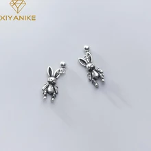 XIYANIKE Silver Plated Rabbit Earrings Studs For Women Girls Cute Animal Luxury New Fashion Trendy J