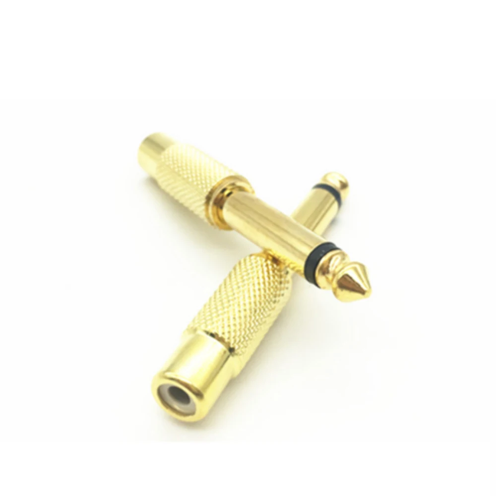 

2pcs Gold Plated 6.35mm 1/4" Male Mono Plug to RCA Female 6.5mm Jack Audio Stereo Adapter Connector Plug Converter Sound Mixe