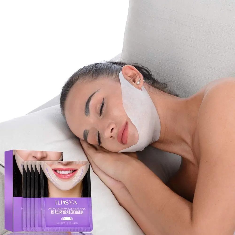 

5pcs-V-Shaped Face Chin Firming Gel Mask Slimming Firming Face Lifting Mask Ear Hook Double Chin Bandage V Shape Moisturizing