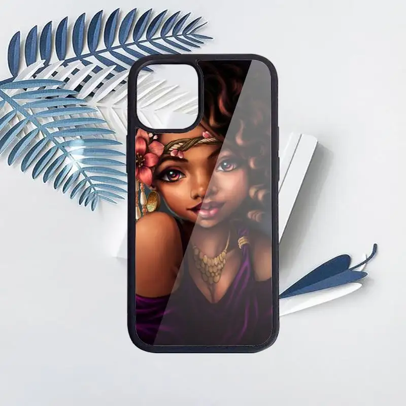 

African Beauty Afro Puffs Melanin Phone Case for iPhone 11 12 pro XS MAX 8 7 6 6S Plus X 5S SE 2020 XR Hard PC