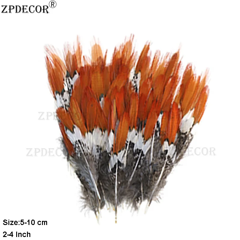 

Wholesale 2-4 Inch 5-10CM Orange Tips Golden Pheasant Feathers for DIY
