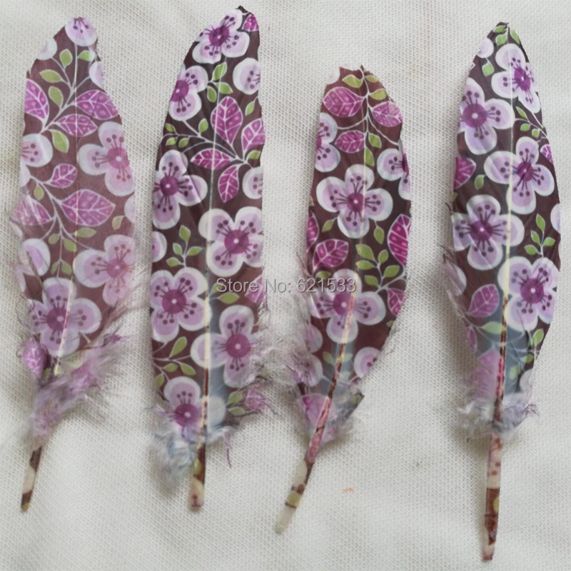 

Natural Black Goose Satinettes Feathers With Flowers Painted,Loose Black Feathers ,50pcs/lot,13-20cm long