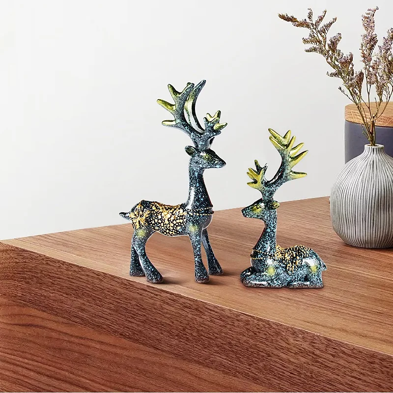 Миниатюрные украшения с оленем в форме пар художественная фигурка из смолы