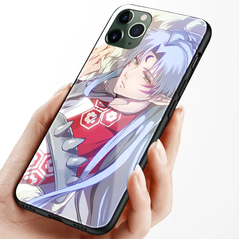 Силиконовый стеклянный чехол для телефона InuYasha Anime Sesshomaru Kagome iPhone SE 6s 7 8 Plus X XR XS 11 Pro