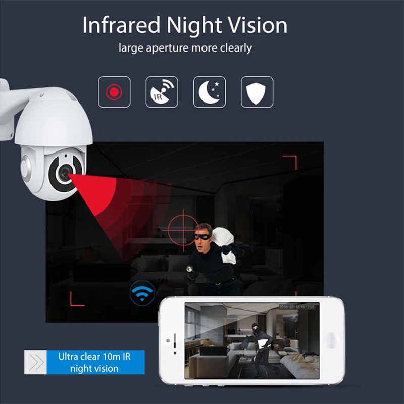 Уличная беспроводная камера HD 1080P Tuya Wi Fi PT двусторонняя аудиосвязь автослежение